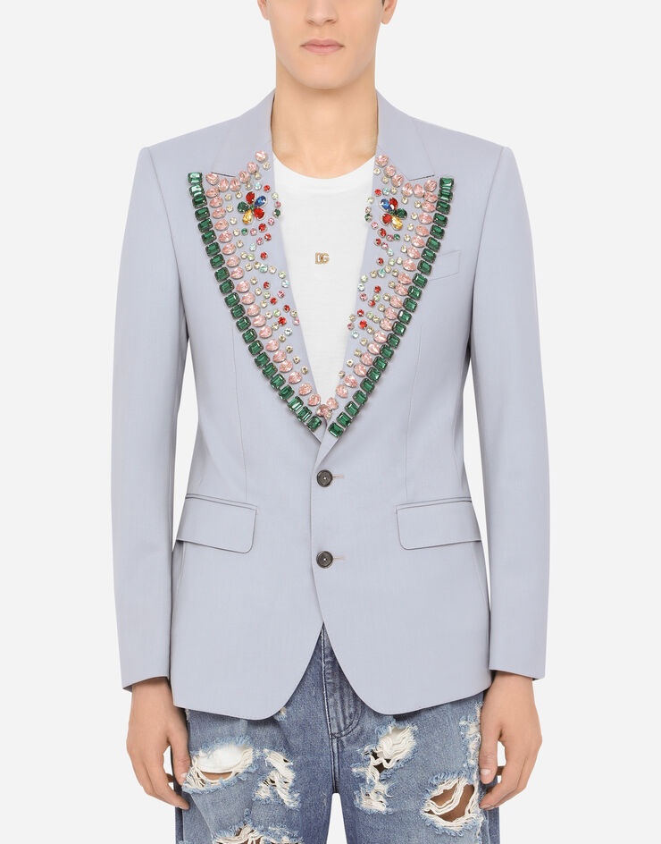 Stretch wool Sicilia-fit jacket with crystal embellishment - 2