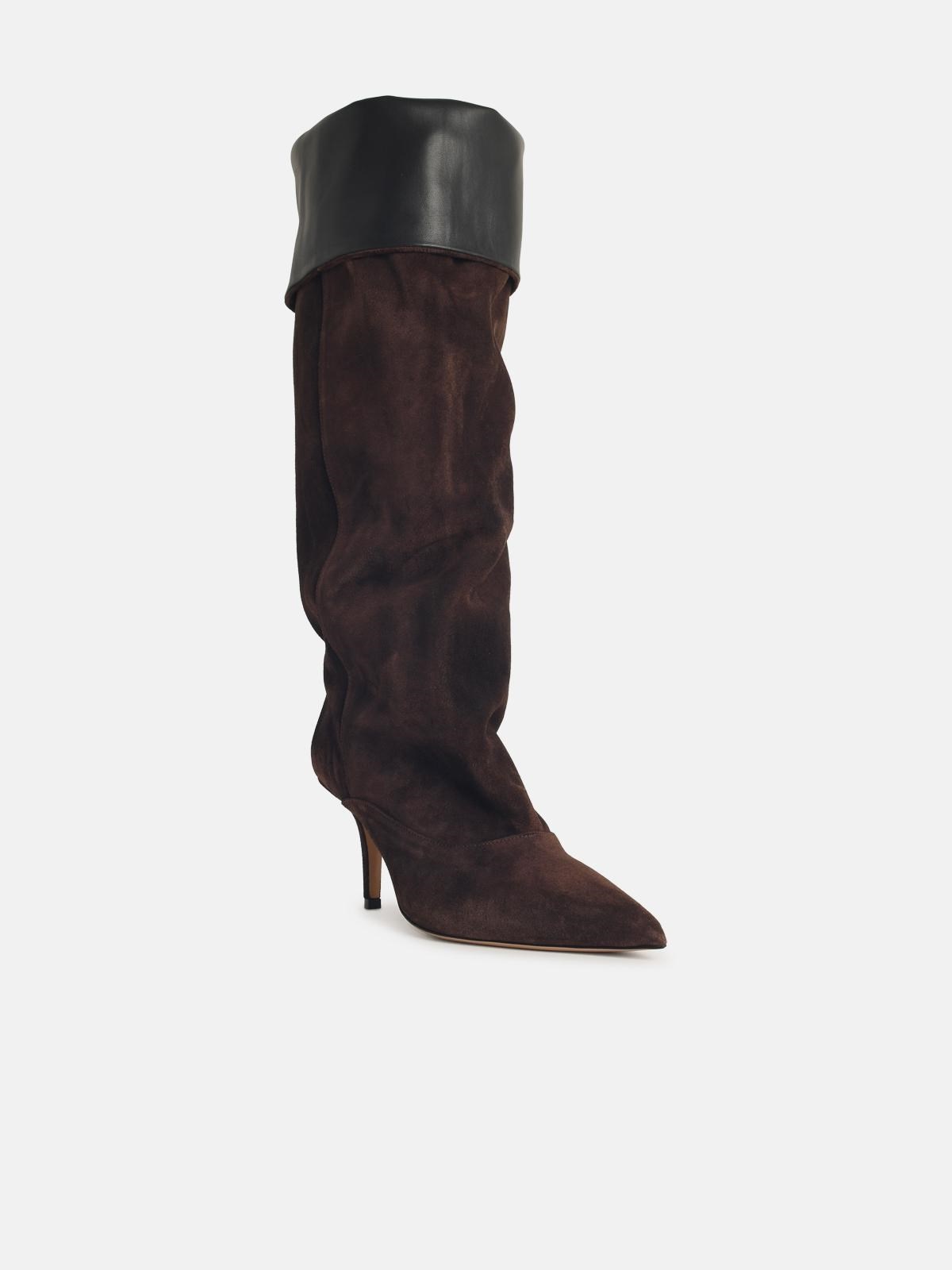 'INES REVERSE 75' CHOCOLATE SUEDE BOOTS - 2