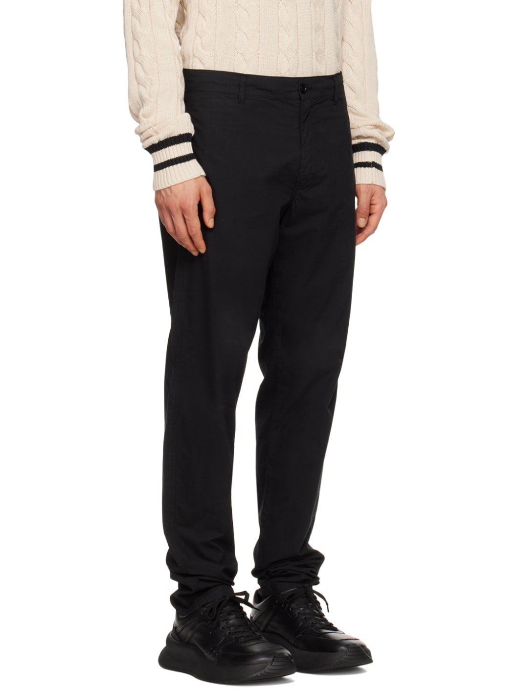 Black Zip-Fly Trousers - 2