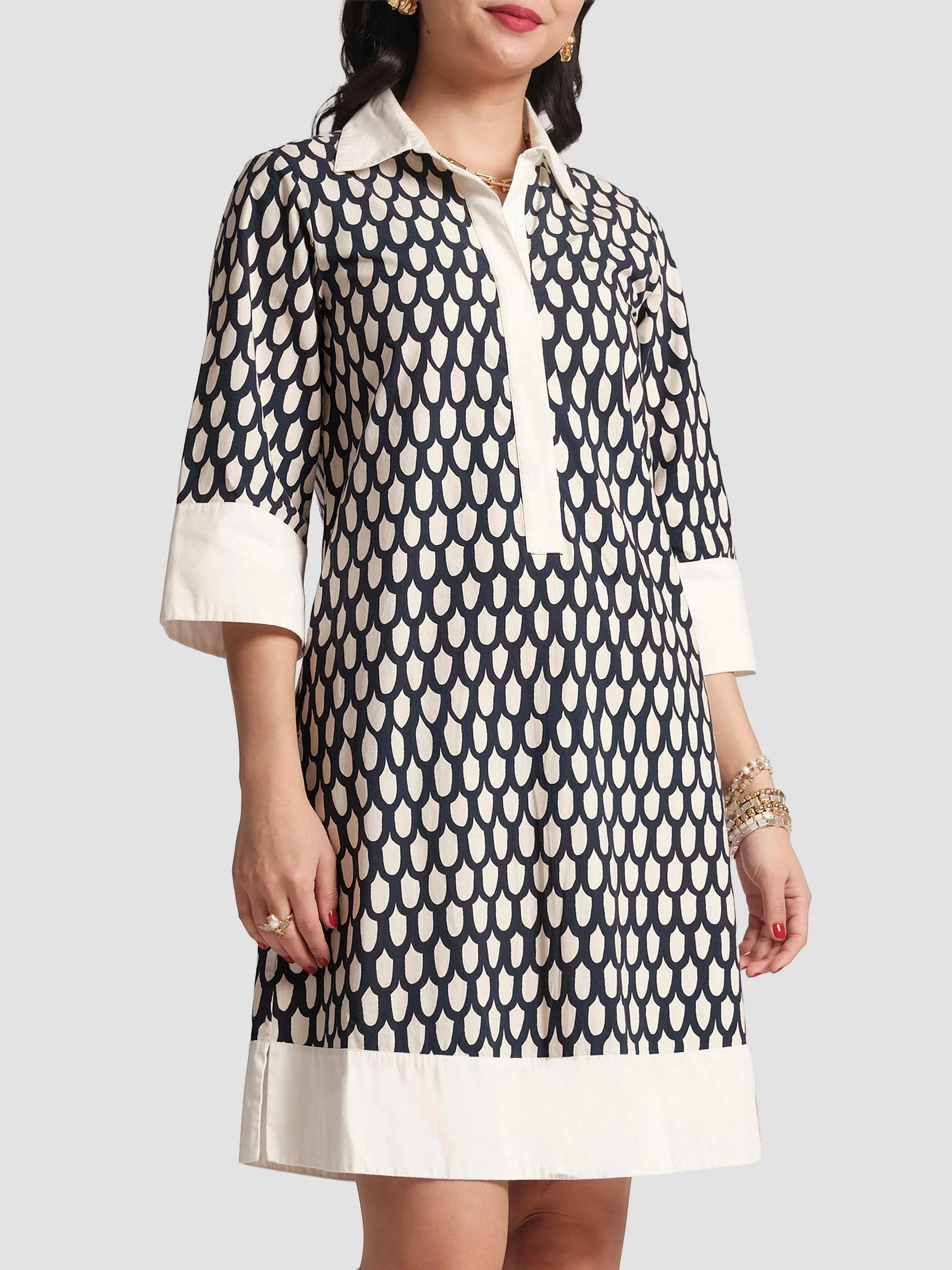 Women's Tracey Loop-Print Cotton Poplin Minidress - Navy Multi - 1