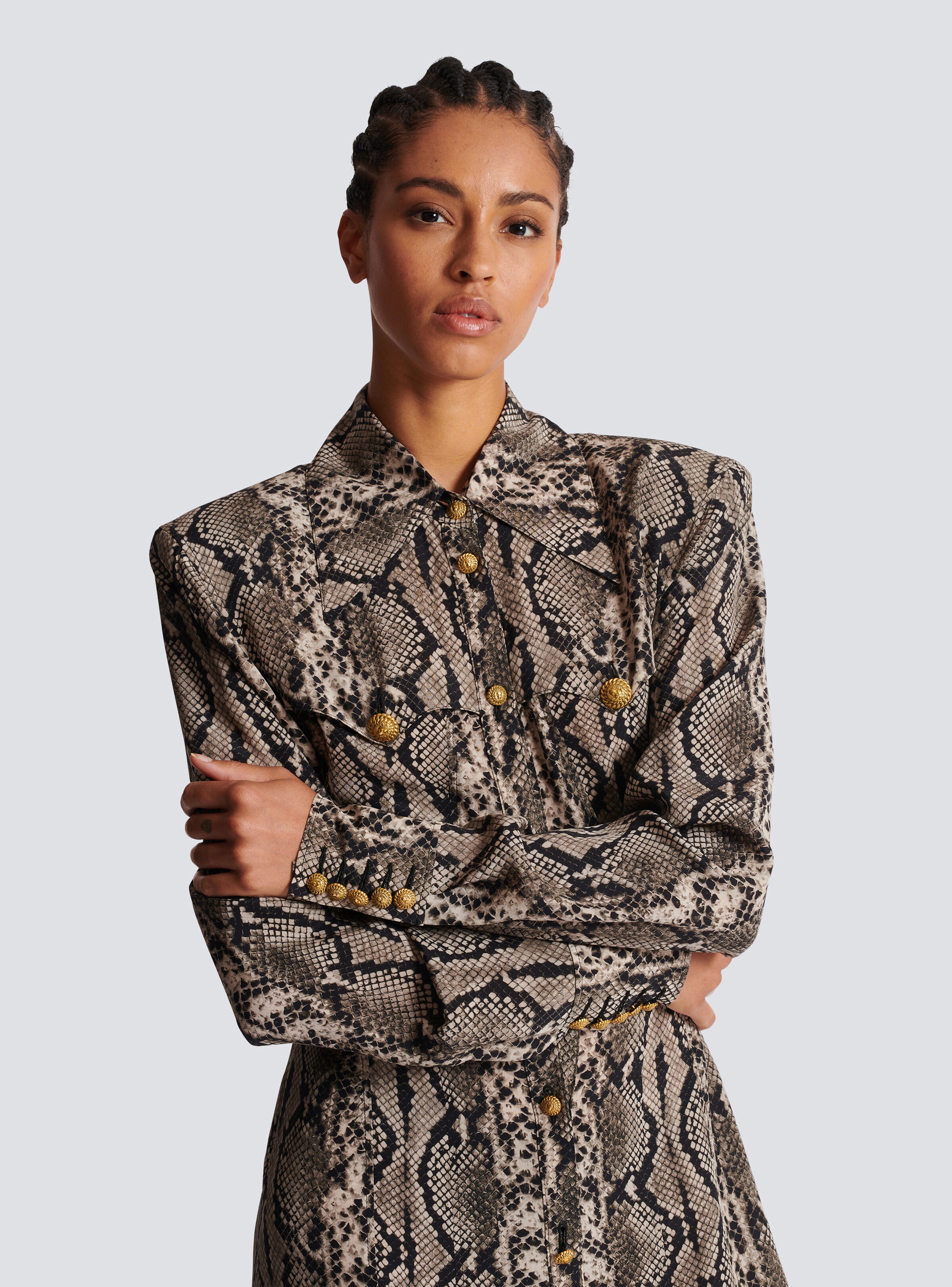 Snakeskin silk shirt dress - 6