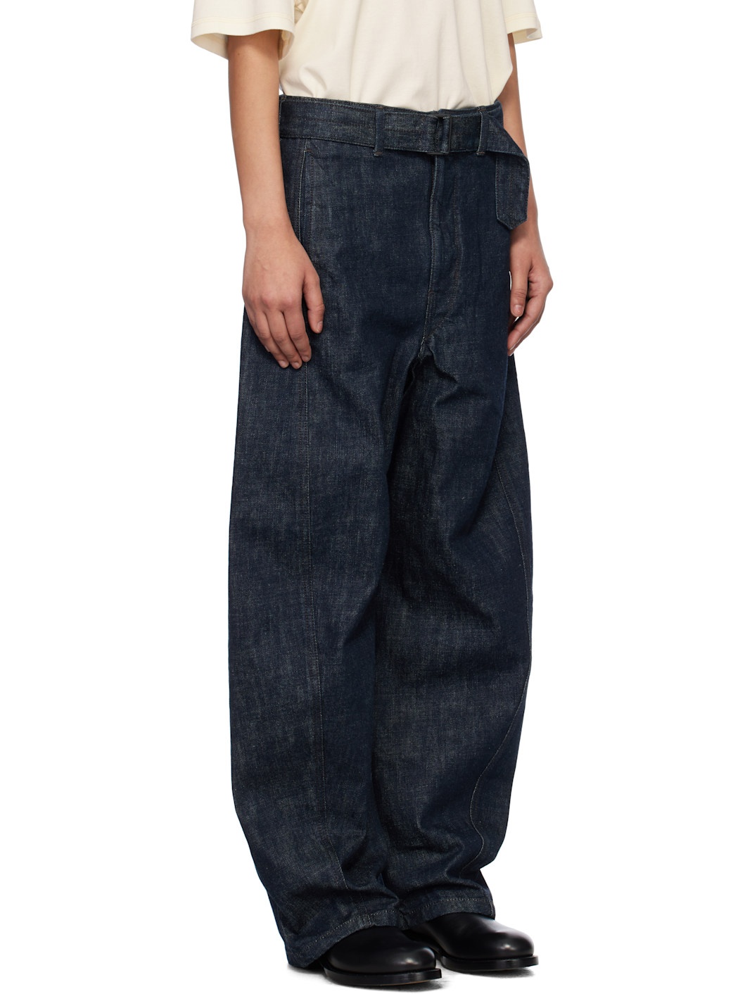 Blue Twisted Belted Jeans - 2
