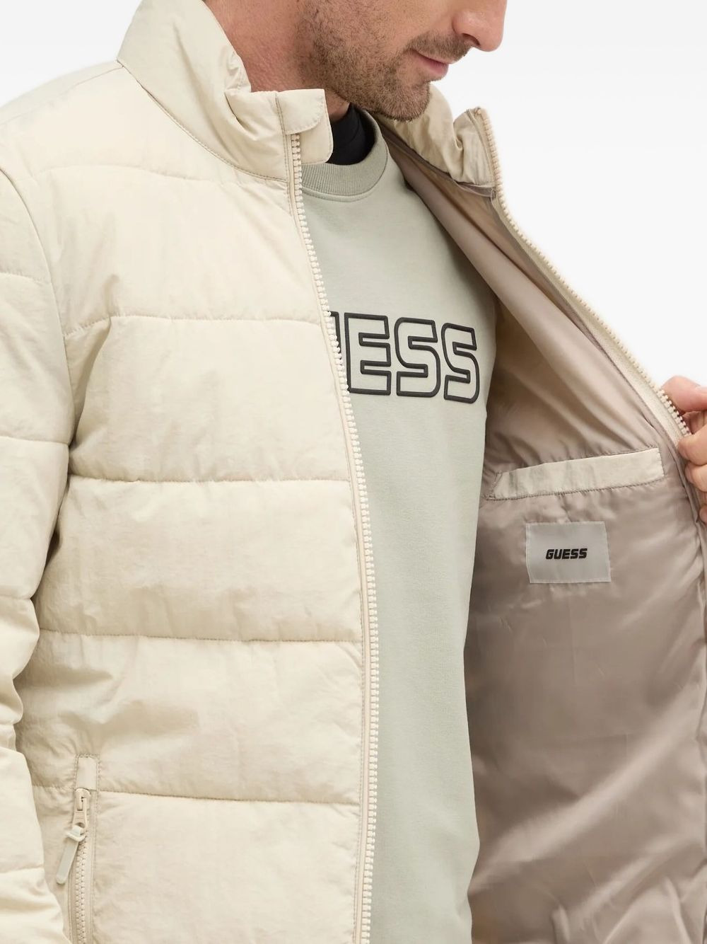 quilted logo-plaque jacket - 5