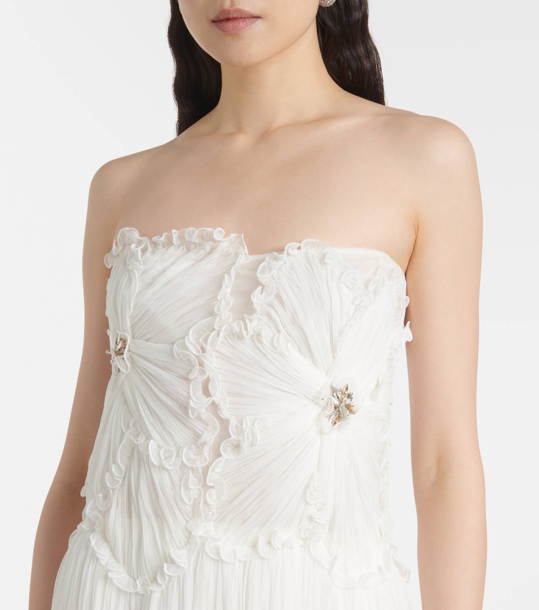 Adamaris embellished floral strapless gown - 4
