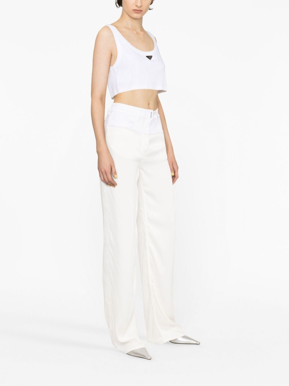 patchwork-detail high-waisted trousers - 3