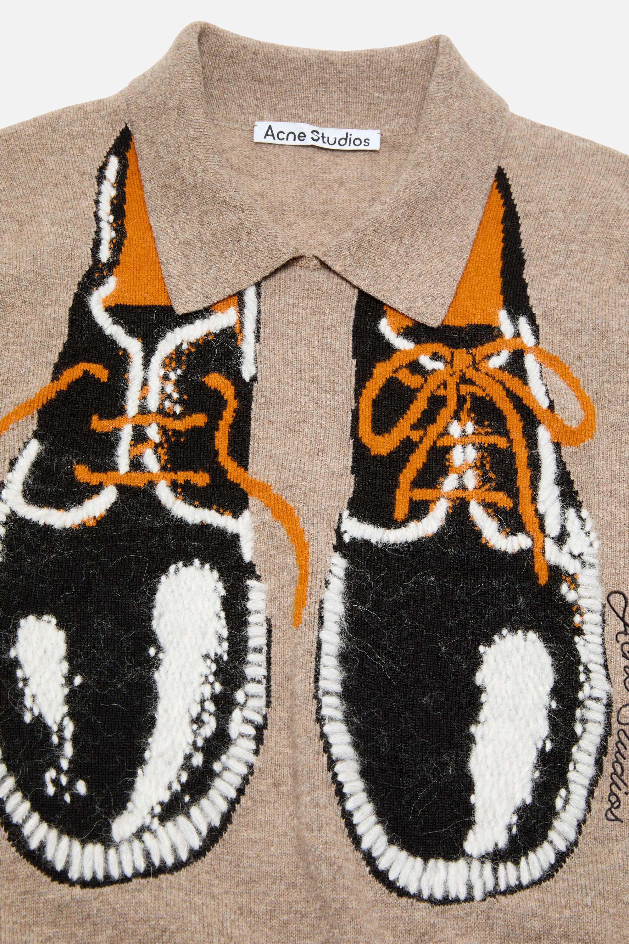 Yak wool polo sweater - Greige melange - 5