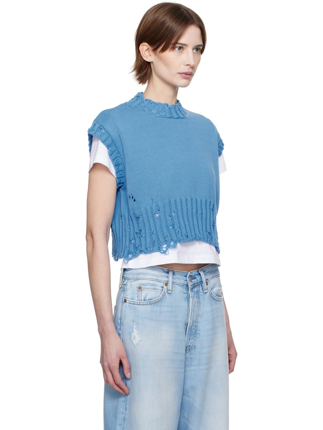 Cotton Sleeveless Crewneck Sweater - 2