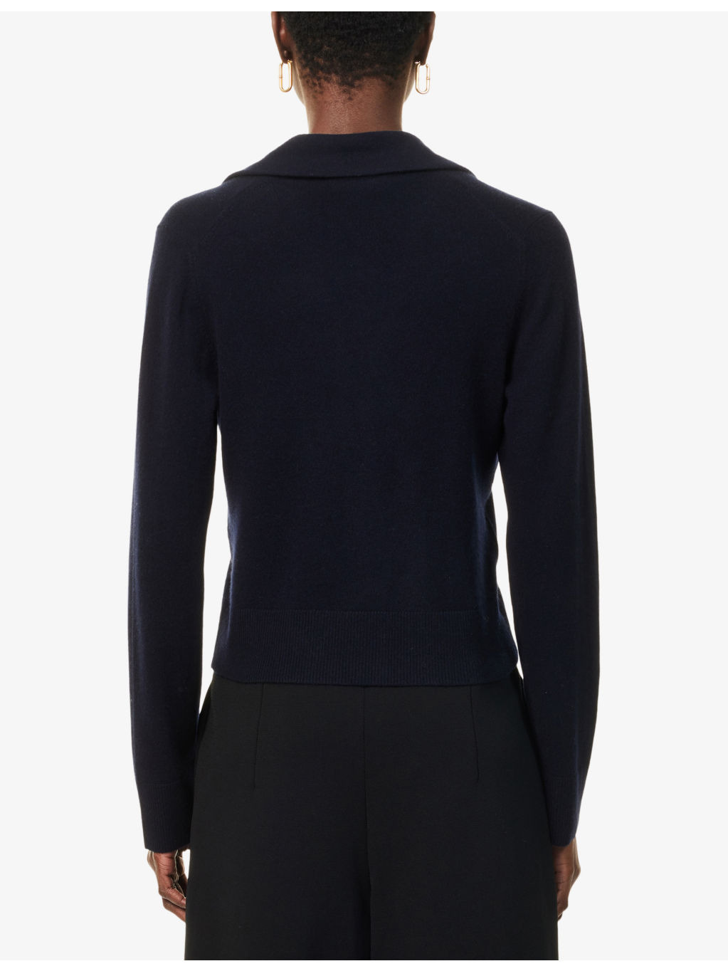 Lapel-Collar Short-Sleeves Stretch-Wool Blend Cardigan - 4