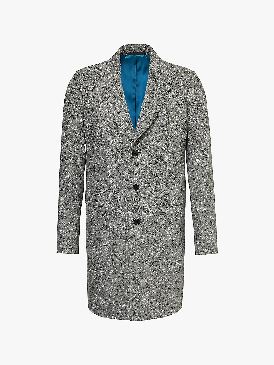 Speckled notch-lapel wool coat - 1