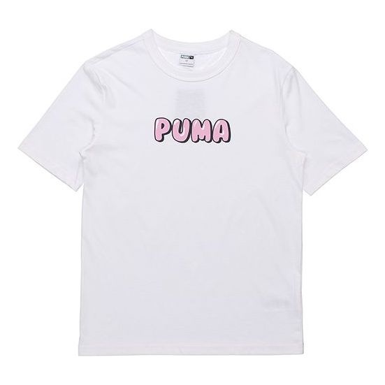 PUMA Downtown Graphic T-Shirt 'White Pink' 531335-02 - 1