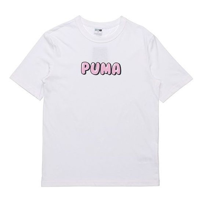 PUMA Downtown Graphic T-Shirt 'White Pink' 531335-02 - 1