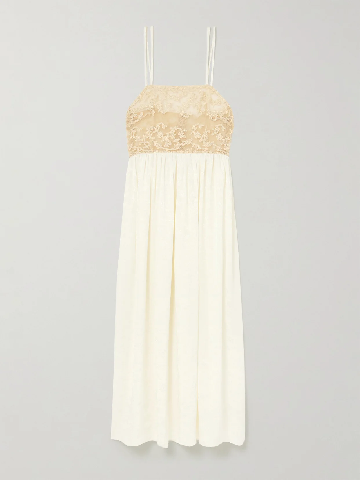 Trousseau Lace And Silk-jacquard Maxi Dress - 1