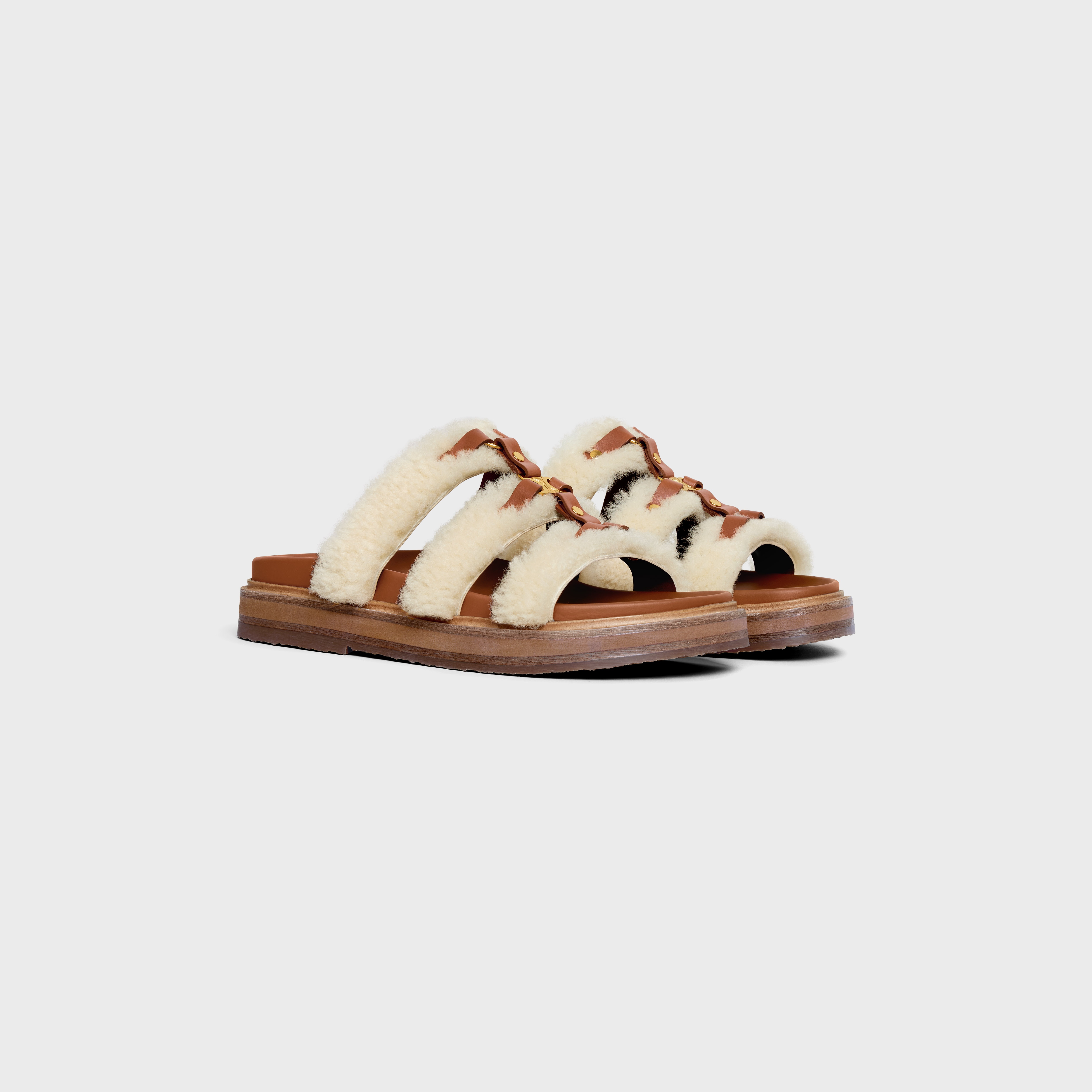 CELINE CELINE TIPPI SLIDE in SHEARLING AND CALFSKIN | REVERSIBLE