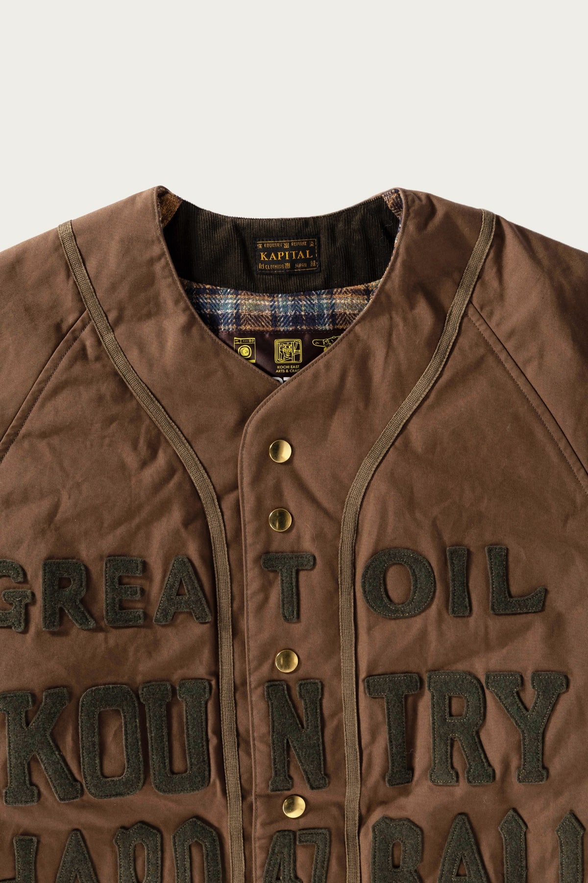 Weather Cotton Oil Coating Baseball Blouson - Khaki - 2