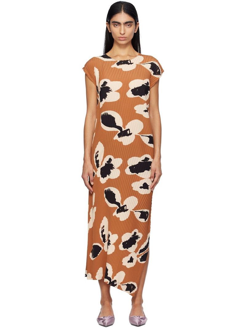 Brown Vigor Pleats Maxi Dress 1