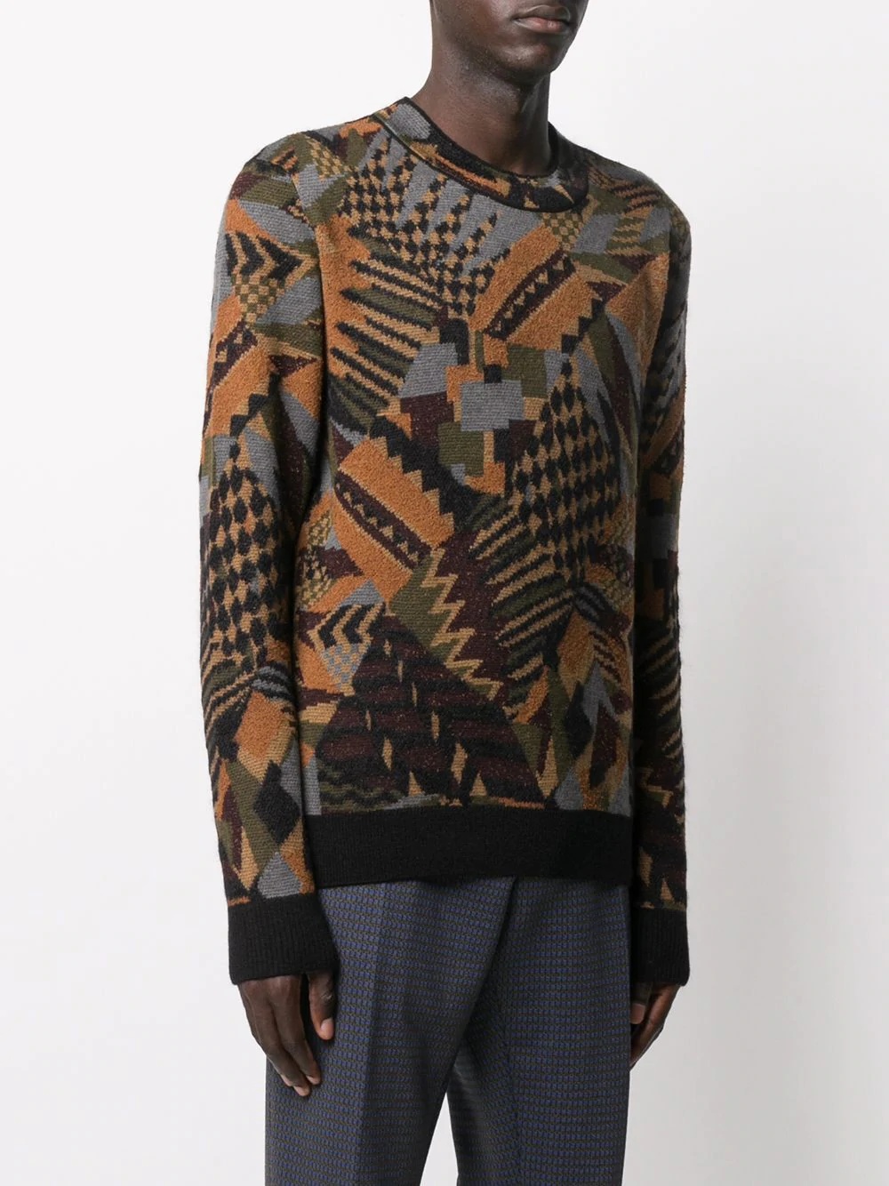 abstract-pattern crew neck jumper - 3