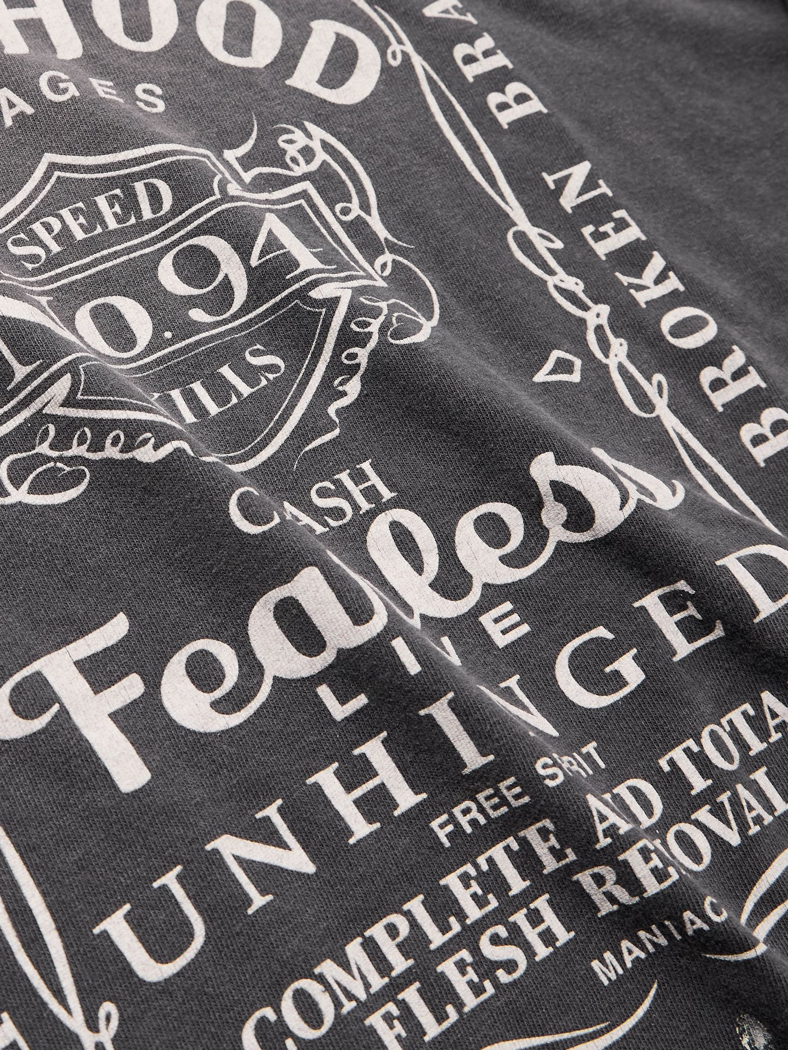 + Neighborhood Printed Distressed Cotton-Jersey T-Shirt Gray - 4