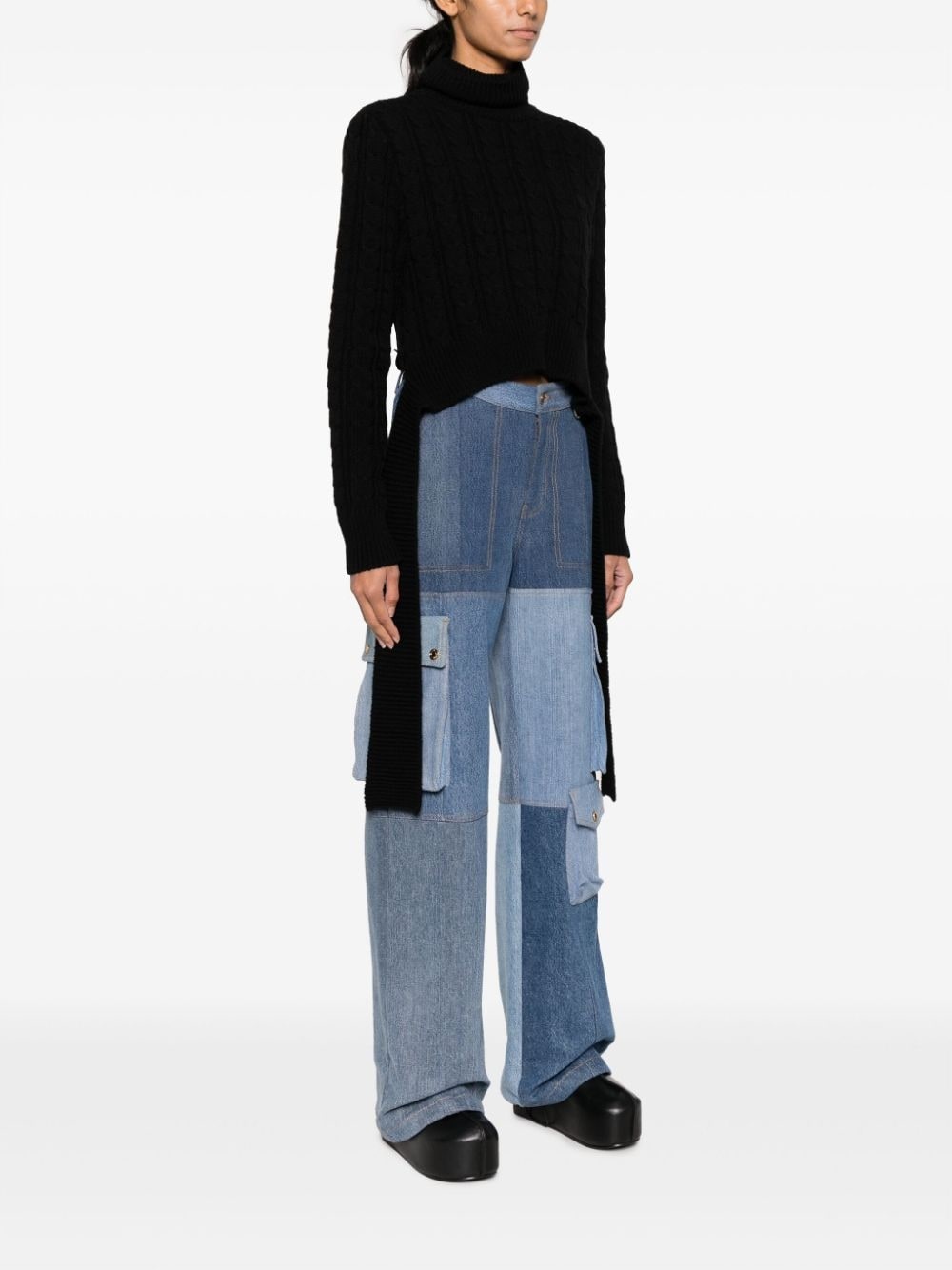 cable-knit roll-neck jumper - 3