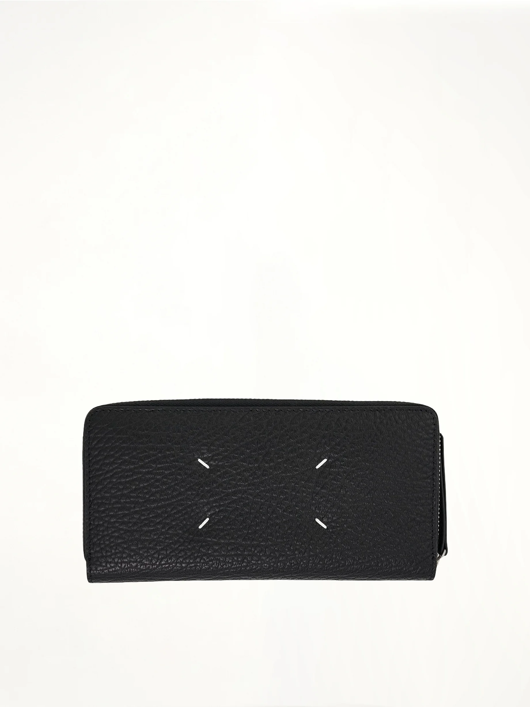Four Stitches Zip Around Wallet in Black - 1