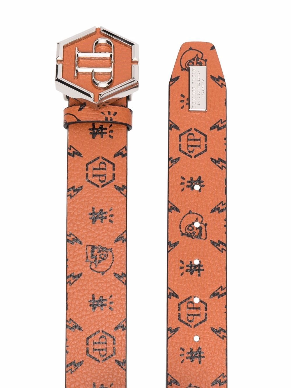 monogram-print leather belt - 2