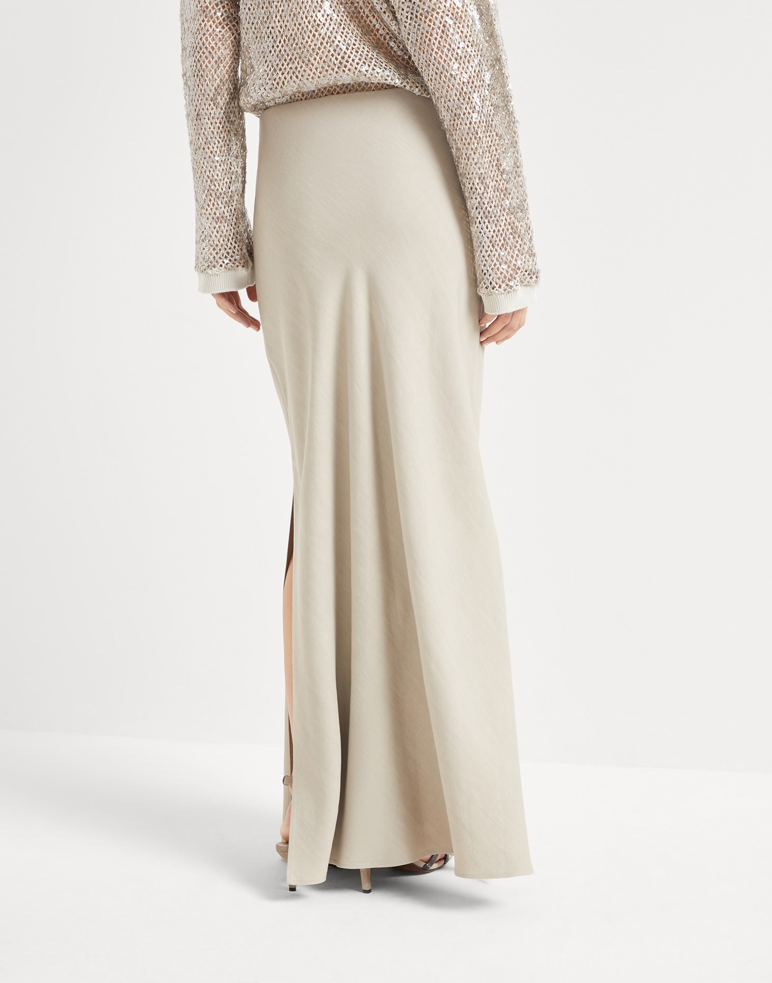Brunello Cucinelli Viscose and linen twill fluid bias-cut