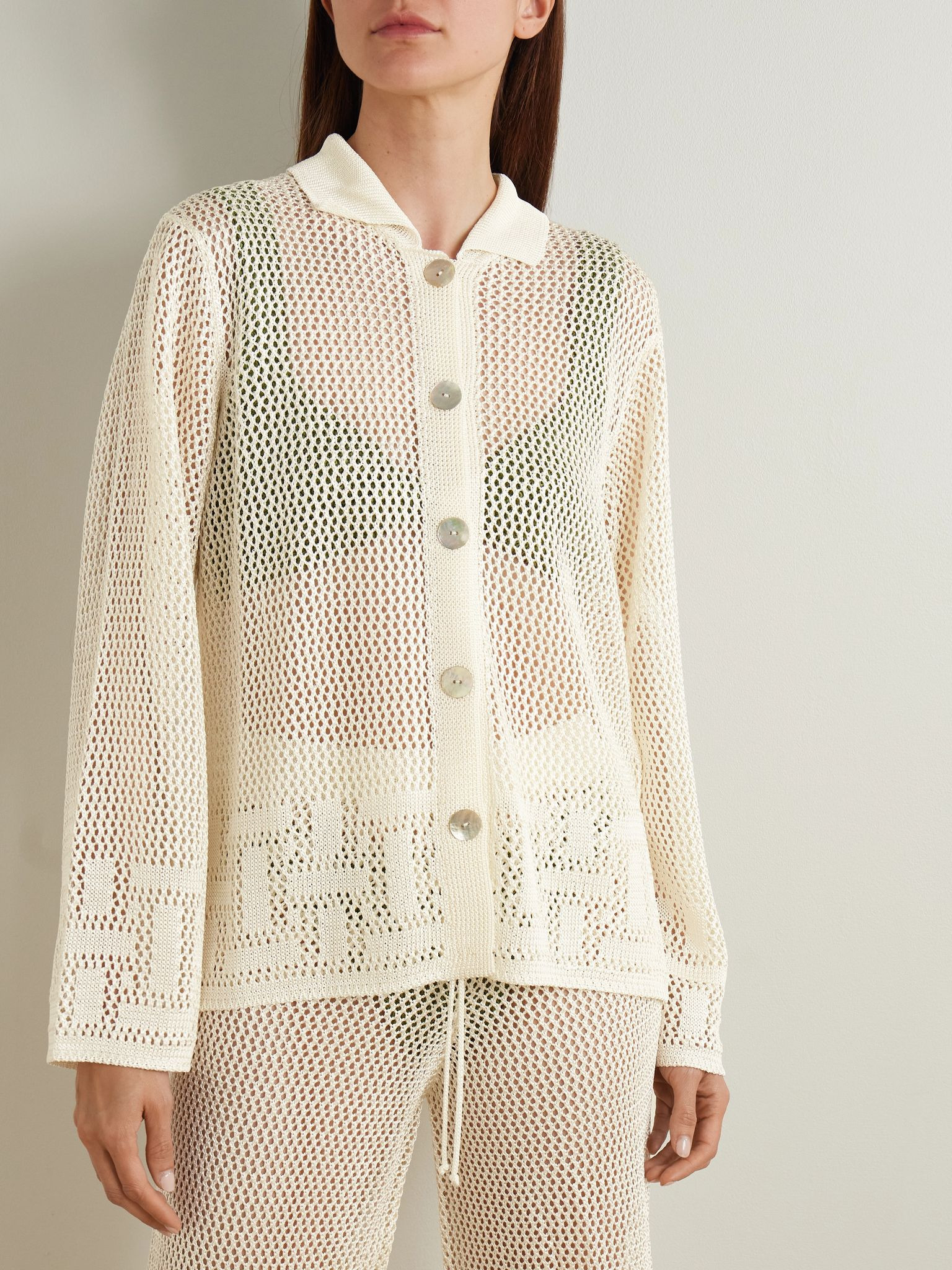 Crocheted cardigan Beige - 3