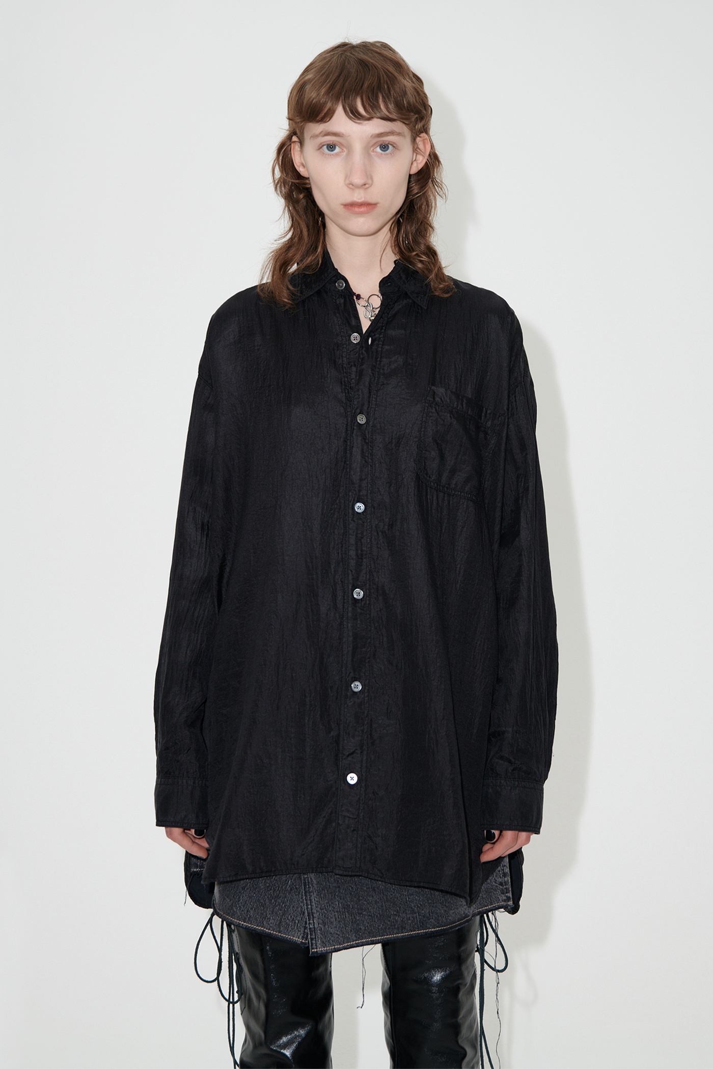 Darling Shirt Black Cotton Silk - 3