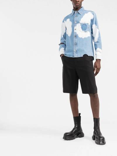 Off-White cloud-print distressed denim jacket outlook