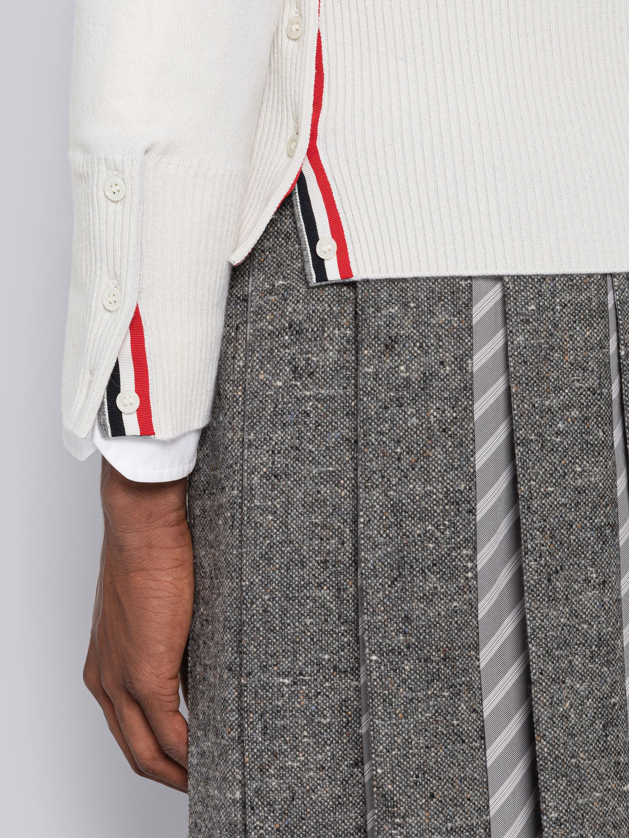 Cashmere Stripe V-Neck Cardigan - 6