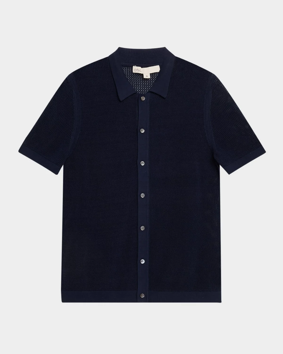 Men's Crochet Knit Casual Button-Down Shirt - 1