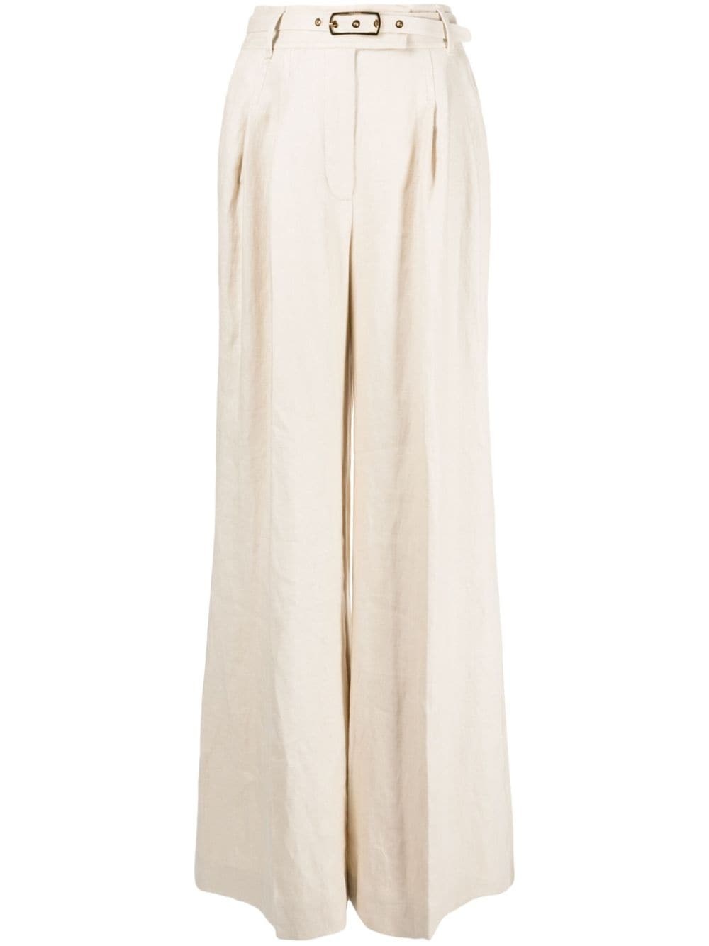 pleat-detailing linen tailored trousers - 1