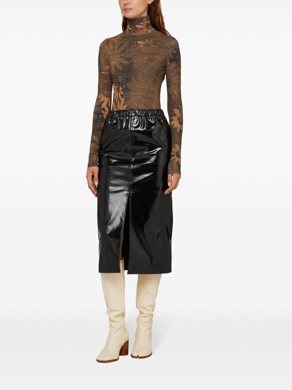 four-stitch patent midi skirt - 2