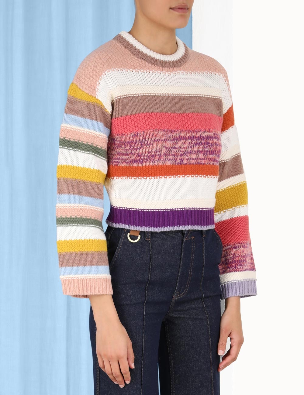 COSMIC CROPPED STRIPE SWEATER - 5