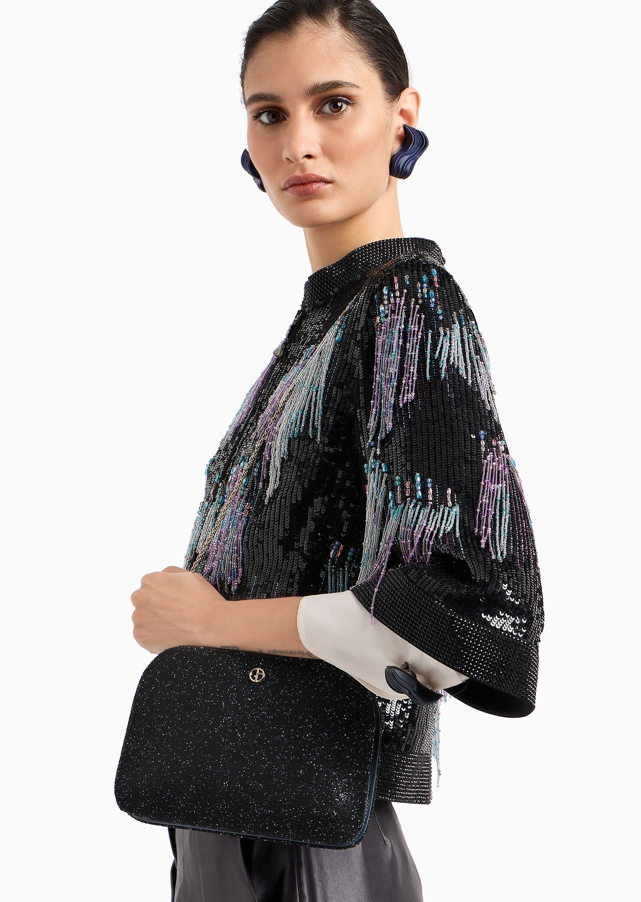 La Prima patent leather and rhinestone clutch bag - 7