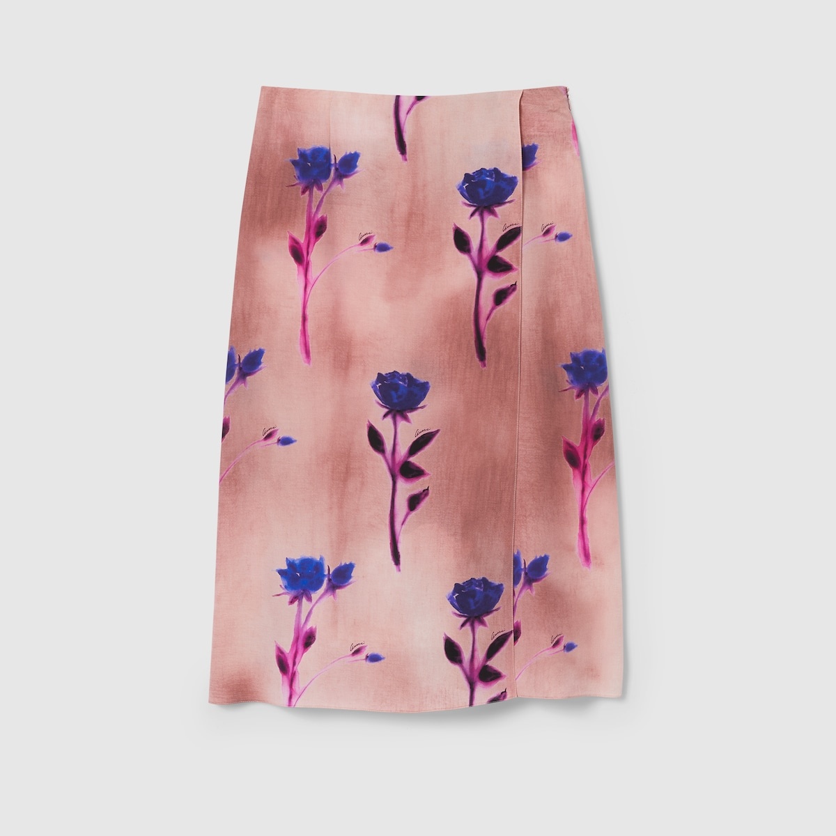 Floral print crêpe de chine skirt - 1