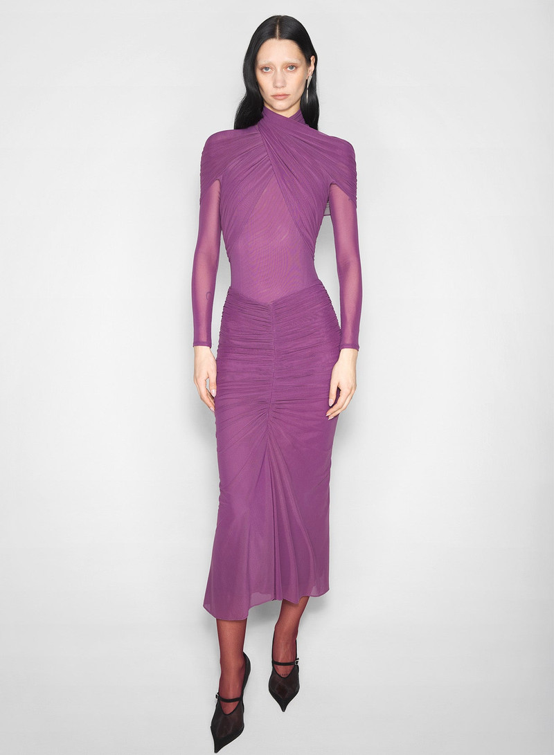 purple ruched mesh skirt 1
