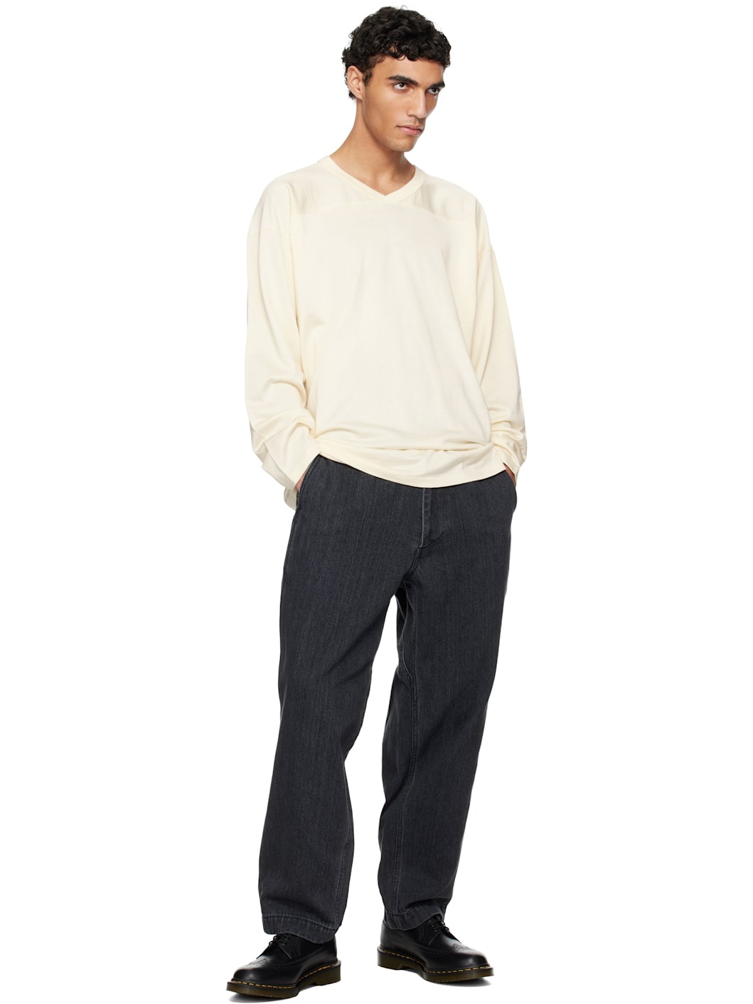 Off-White Rayon Cotton L/S T-shirt - 4