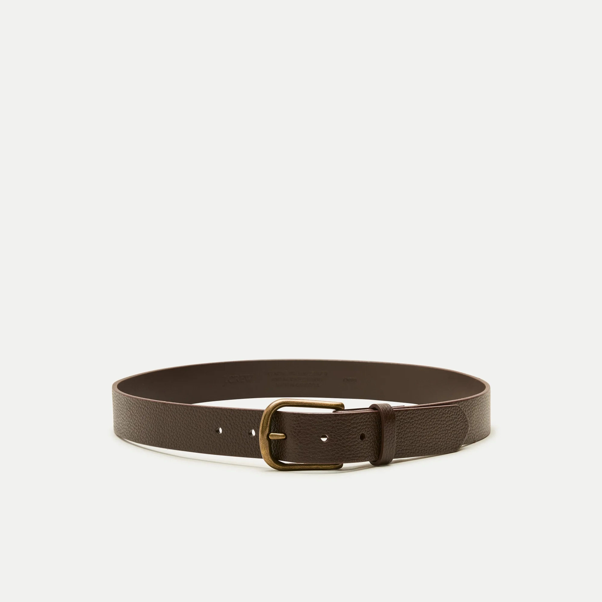 Round-buckle belt in tumbled leather - 1