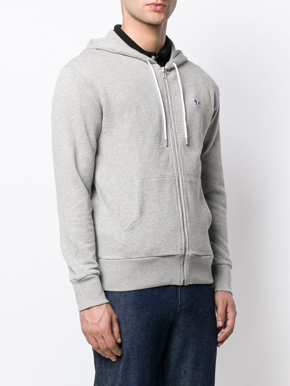 embroidered logo zipped hoodie - 3