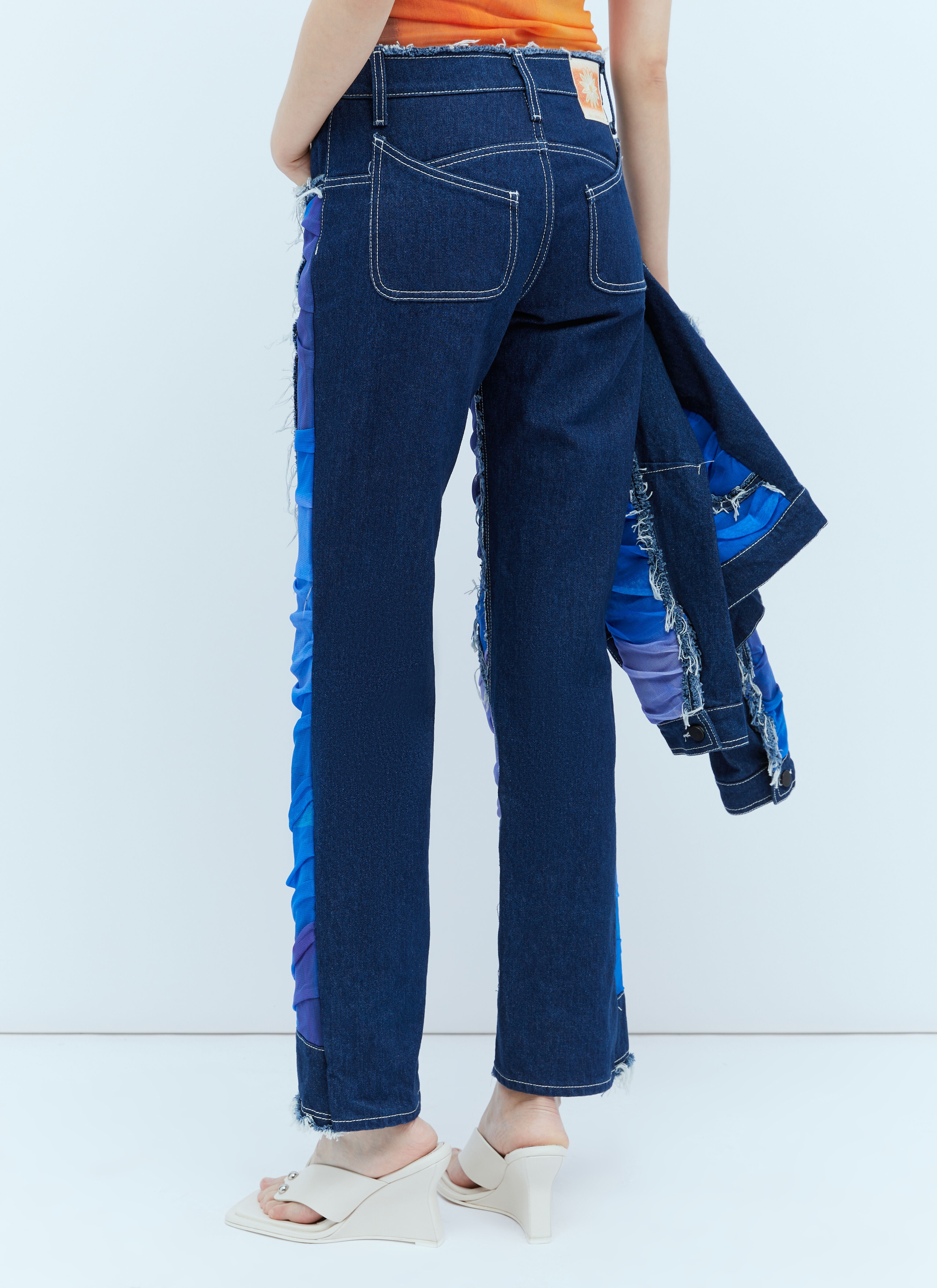 Mesh Construction Denim Jeans - 3
