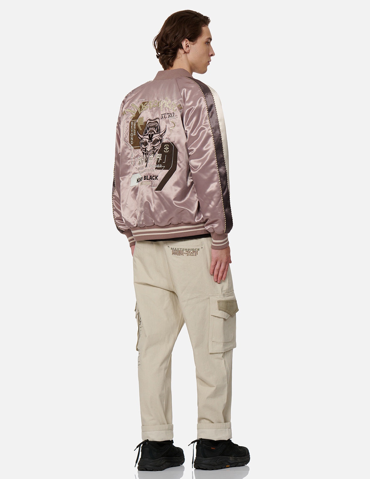 Hannya Embroidery Panelling Padded Souvenir Jacket - 3