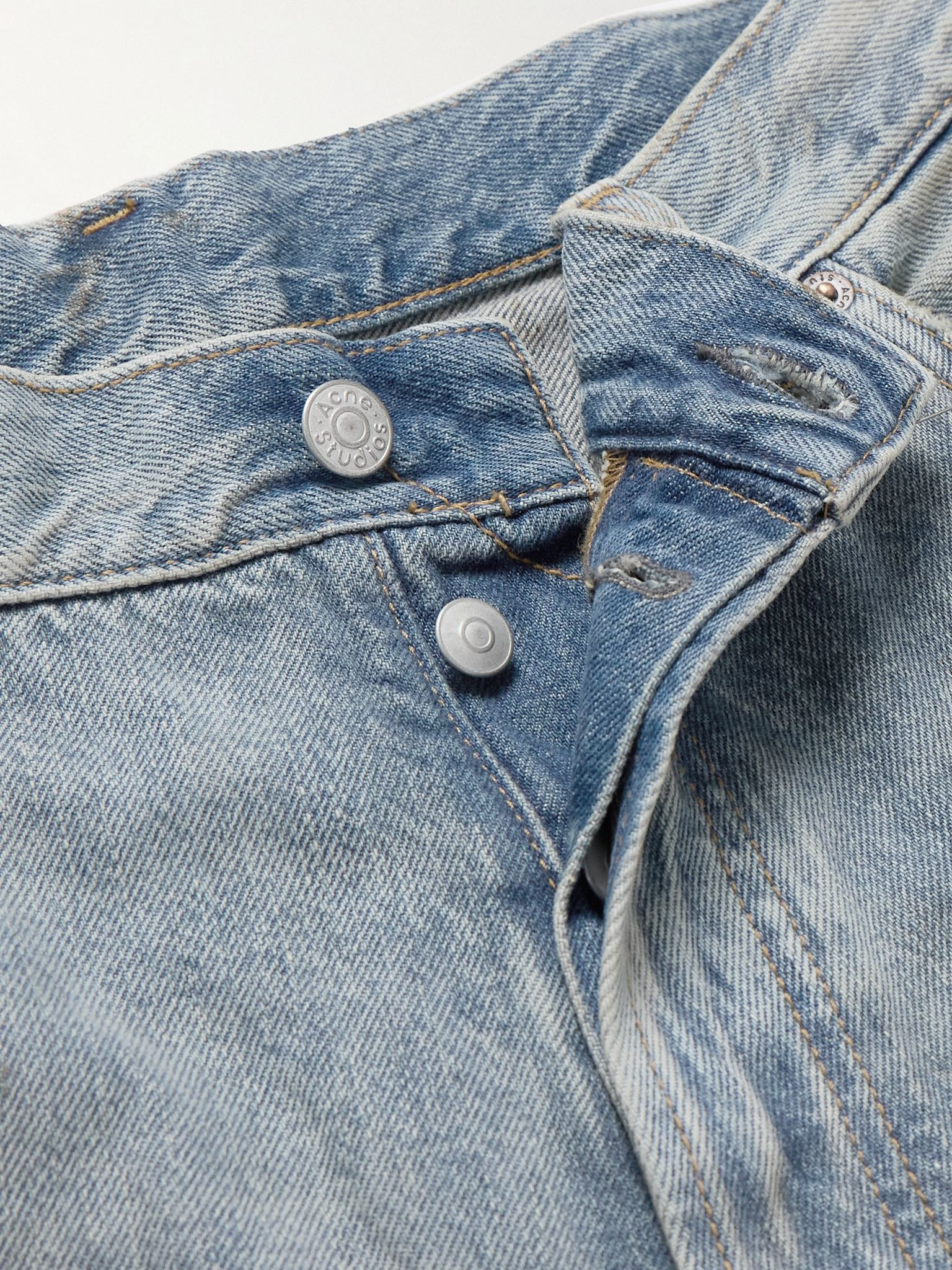Straight-Leg Distressed Jeans Blue - 6