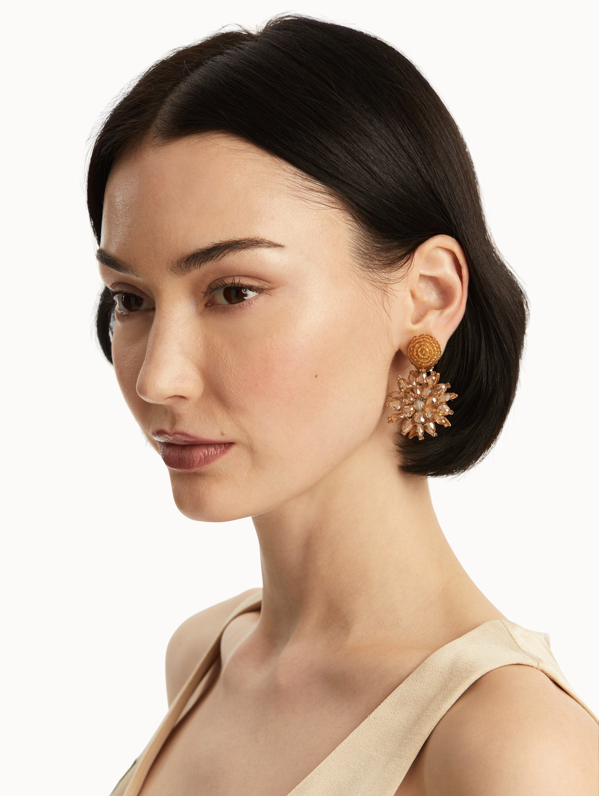 RAFFIA & BEADED FLOWER EARRINGS - 2