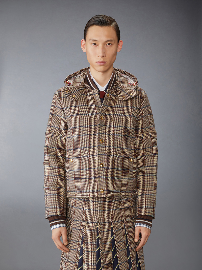 Thom Browne HUNTING TWEED 4-BAR DOWN FILL BOMBER JACKET outlook