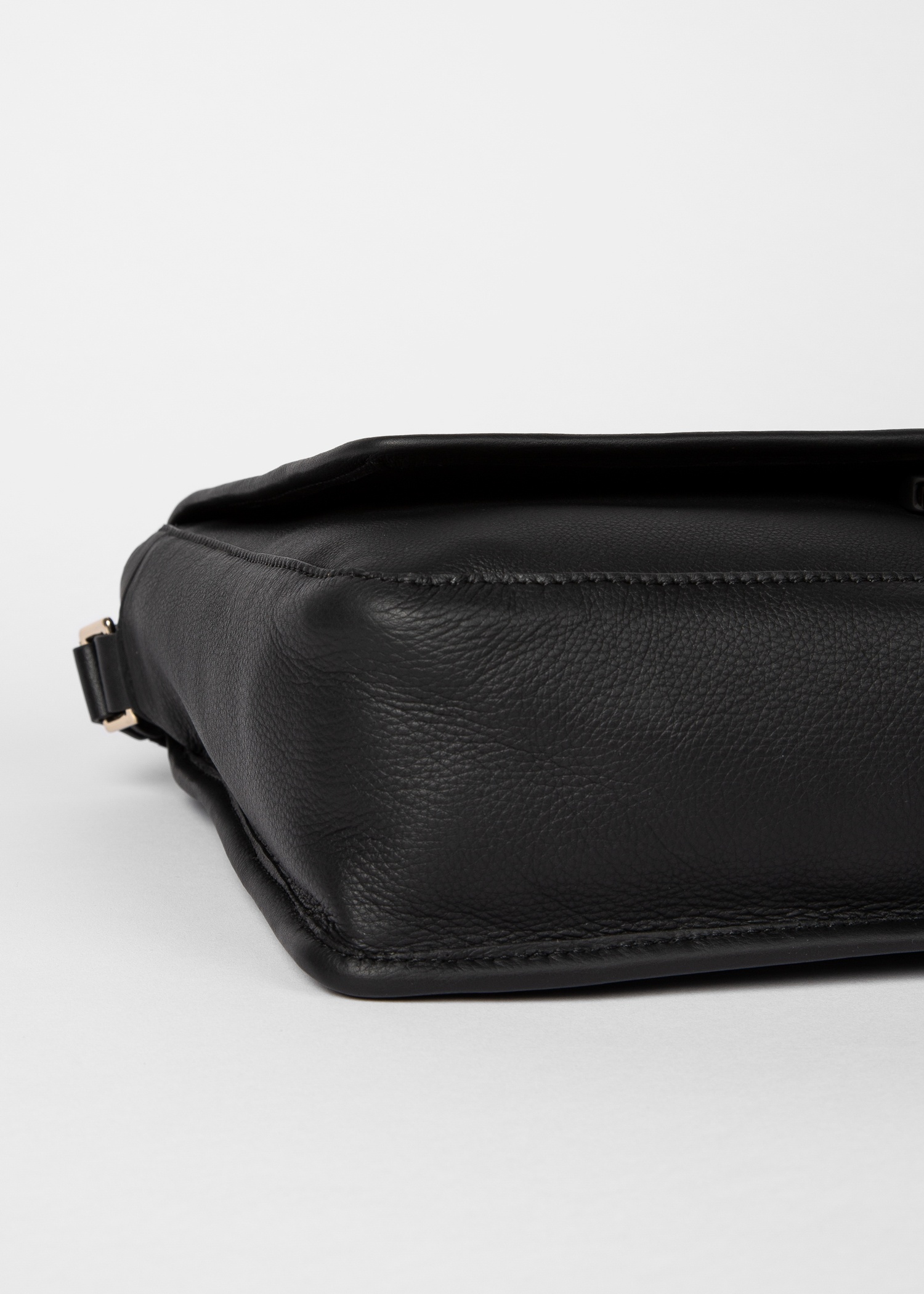 Black Leather 'Signature Stripe' Messenger Bag - 3