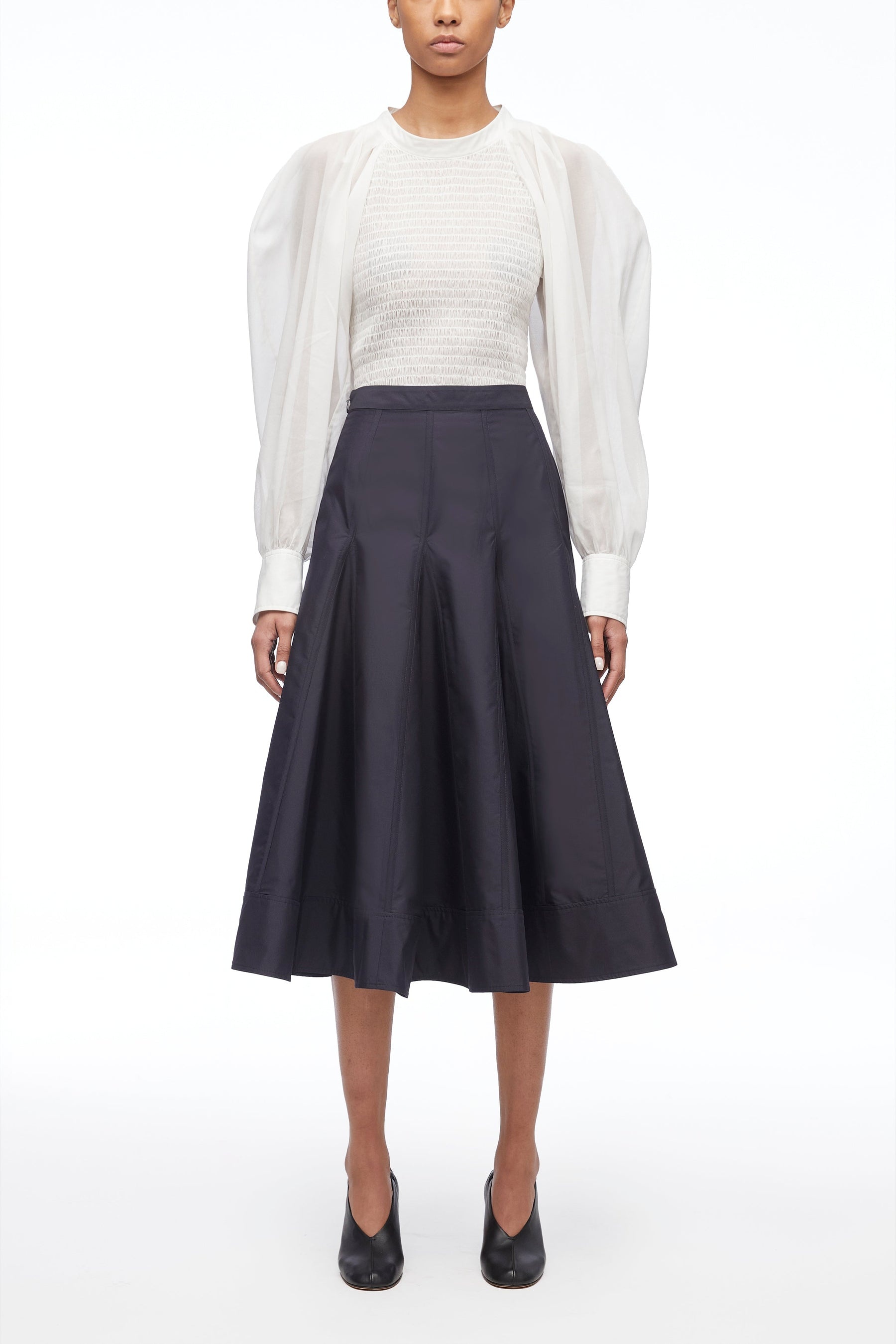 Pleated Godet Midi Skirt - 2