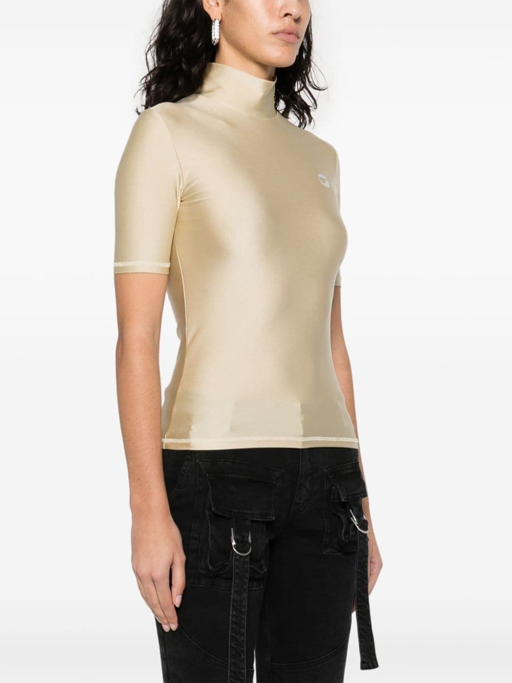 logo-print high-neck T-shirt - 3