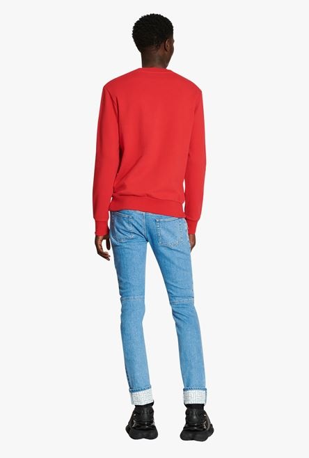 HIGH SUMMER CAPSULE - Red cotton sweatshirt with Balmain Paris tie-dye logo print - 3