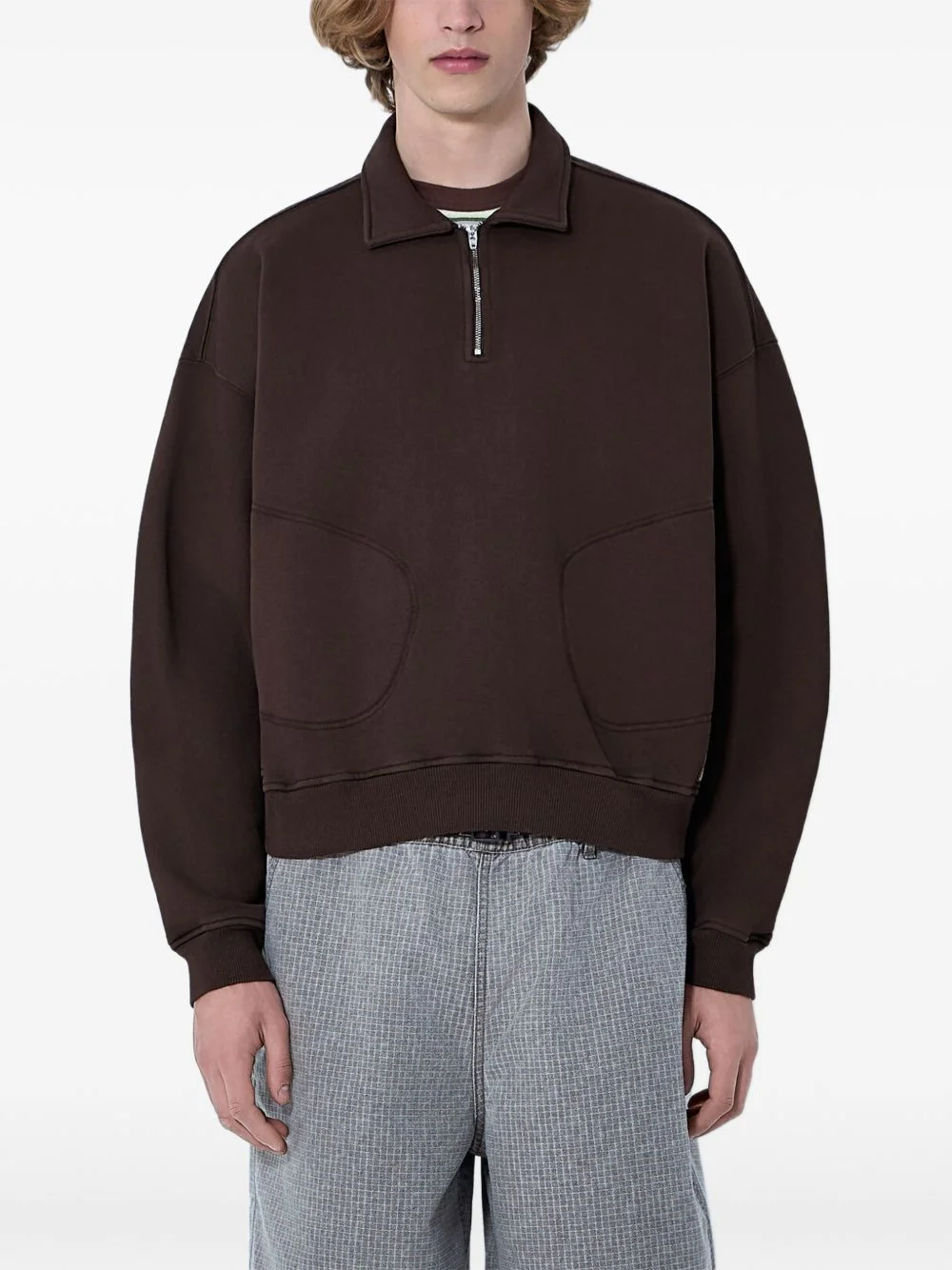 half-zip collared sweater - 1