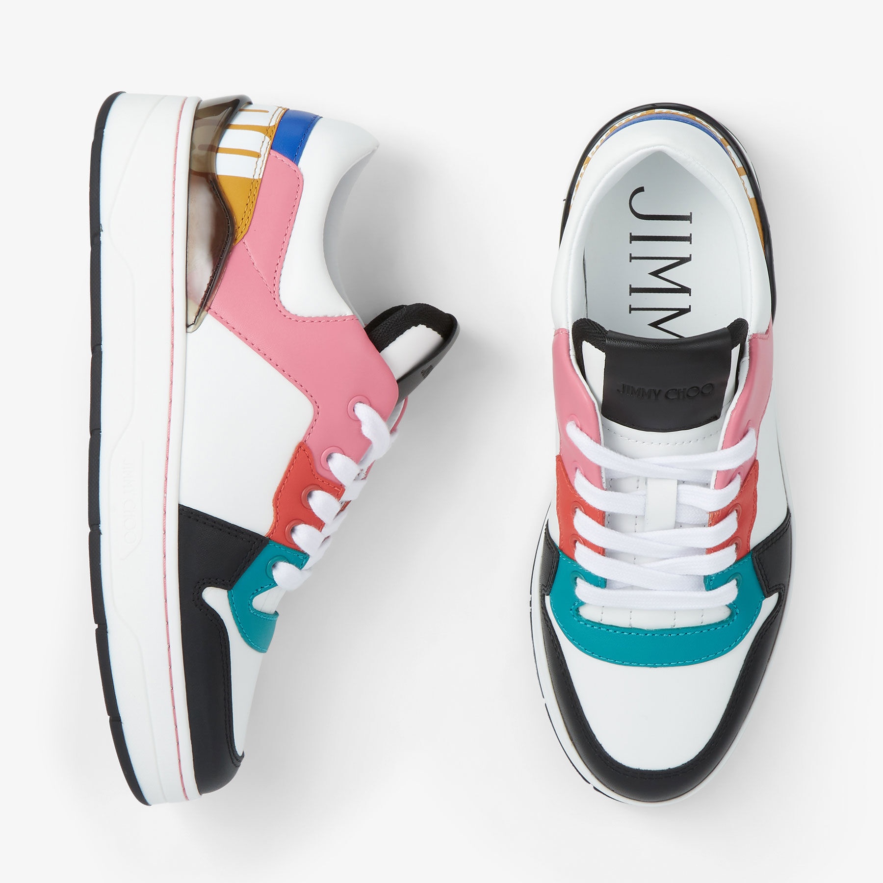 Florent/F
White and Peacock Mix Leather Trainers - 4